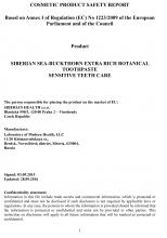 Cocmetic product safety report  Extra Rich Botanical Toothpaste Siberian Sea-Buckthorn. Sensitive Teeth Care, 100 ml